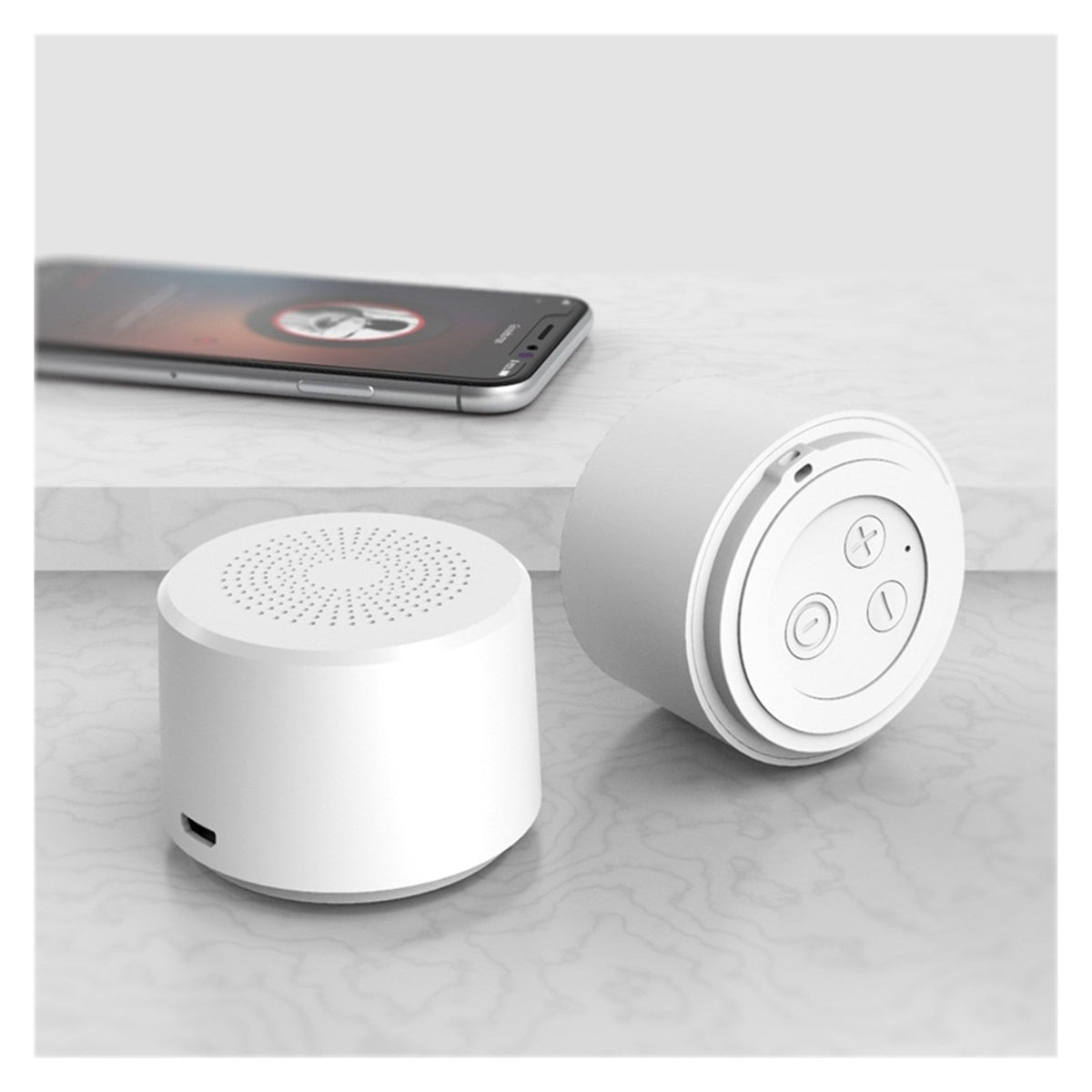 Round Portable Mini Wireless Bluetooth Speaker Subwoofer Smart Voice Control Portable Bluetooth Speaker 5.0 ,Media Combo