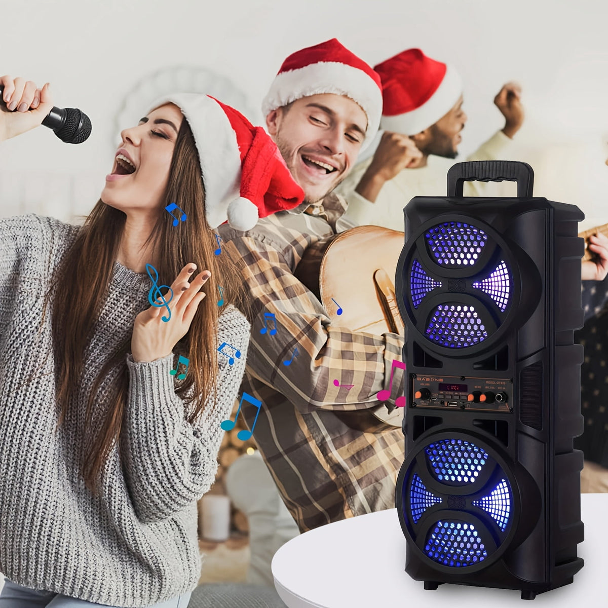 3000W Portable Speaker - Choose 6.5''/8''/10''/12'' Subwoofers - Heavy Bass w/LED Lights - 33ft Wireless Range - For Home/Party/Travel - FM Radio & Stereo Sound
