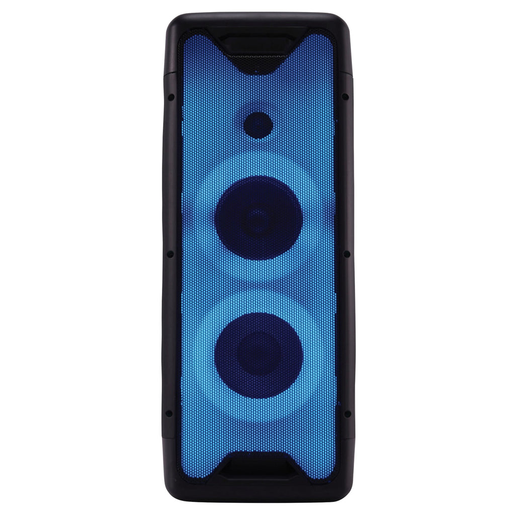 Gemini GLS Series Portable Bluetooth Dual-Woofer Speaker System with LED Lights, Microphone, and Remote, True Wireless, Black, GLS-550