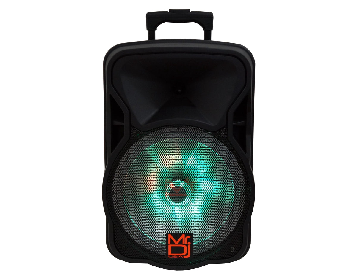 Mr. Dj DJ12BAT+ 12" Portable Bluetooth Speaker12" Portable Trolley PA DJ Active Powered Bluetooth TWS Speaker 3000 Watts LCD/MP3/USB/micro SD
