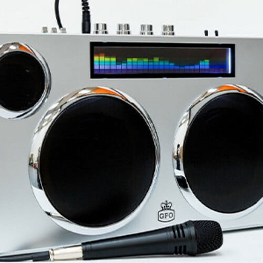 GPO Retro Manhattan Stereo Bluetooth Portable Speaker, Silver