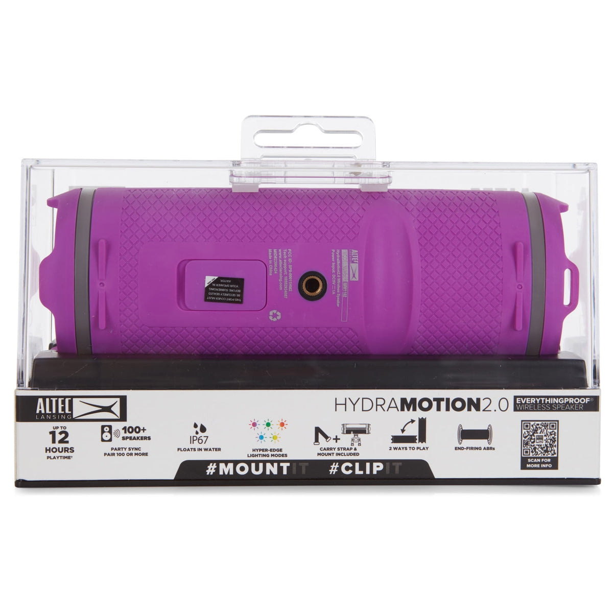 Altec Lansing HydraMOTION 2.0 Wireless Bluetooth Speaker, 16H Battery, RGB Lights, USB-C Quick Charge, IP67 Rated Waterproof Bluetooth Speaker, Mountable, Voice Assistant