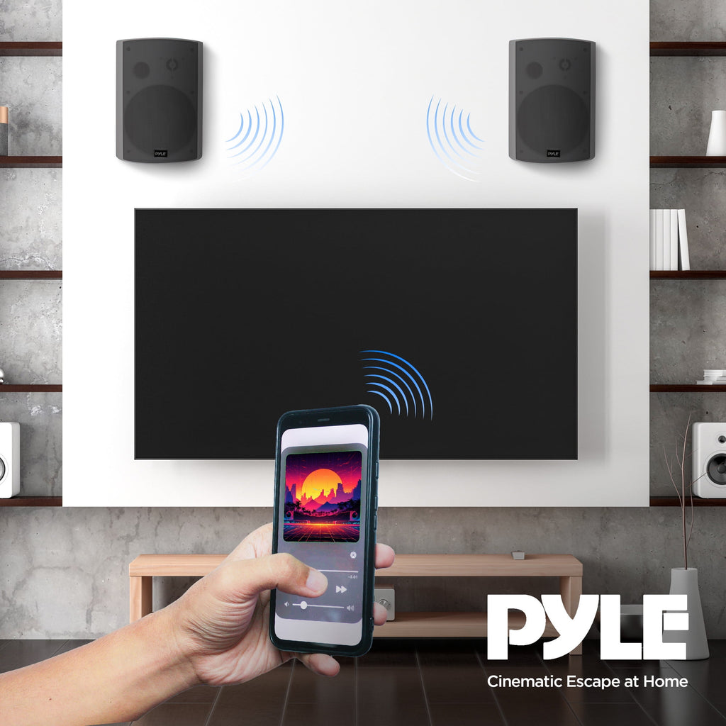 Pyle 6.5" Wireless Wall Mount Speaker System, Indoor or Outdoor Use, Gray