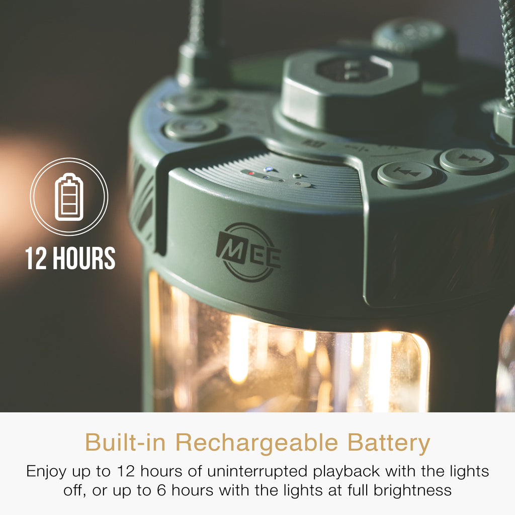 MEE audio lightSPKR Bluetooth Wireless Speaker with Camping Lantern, Rated IPX6 (Midnight Black)