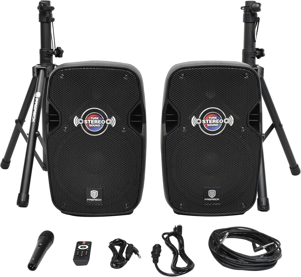 PRORECK IMPACT 10 10-Inch Stereo Speakers, 800W Peak Power Bluetooth PA Speaker
