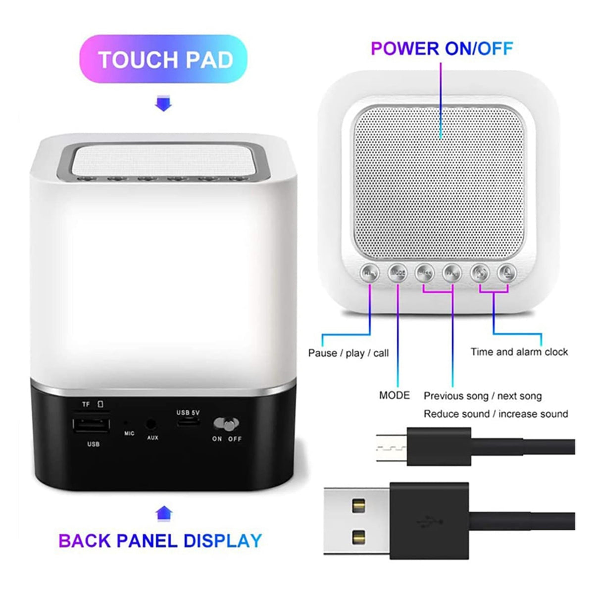 Computer Speaker Portable Smart Wireless Bluetooth Speaker Player Touch Pat Light Colorful Led Night Light Bedside Table Lamp ,Bike Audio