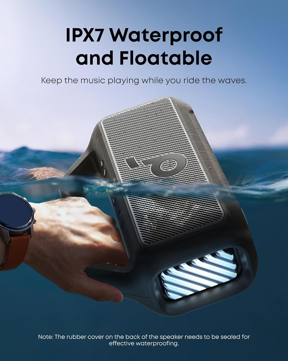 Soundcore Boom 2 By Anker, Outdoor Speaker, 80W, Subwoofer, 24H Playtime, IPX7 Waterproof, Floatable, RGB Lights, Blue