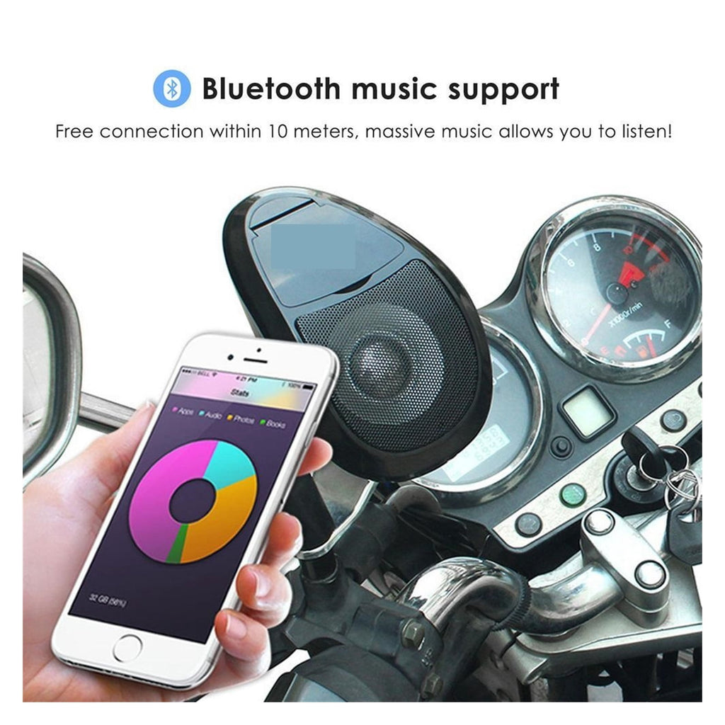 Blissphere Waterproof Motorcycle Bluetooth Speaker Set with LED Light and Mounting Clip