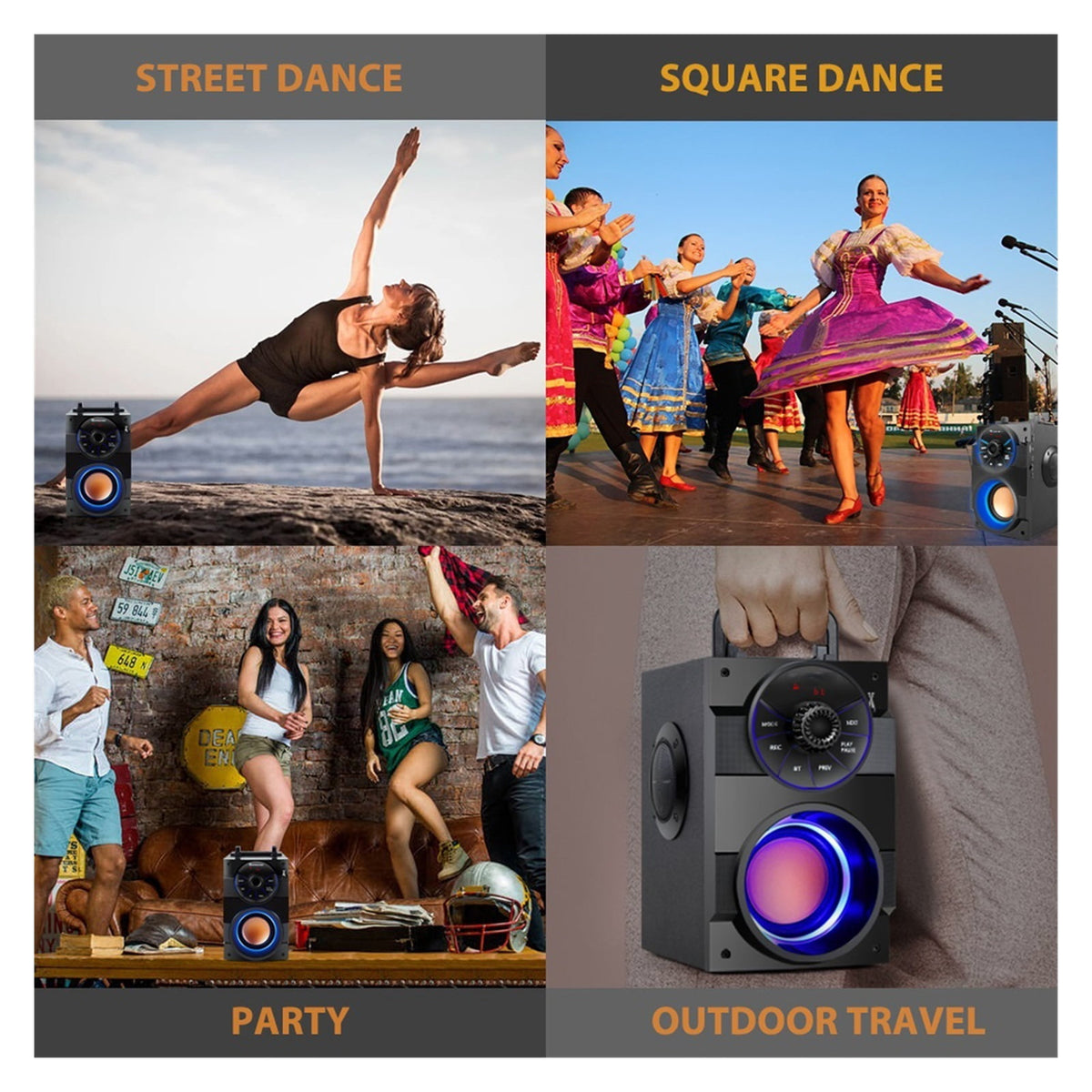 Bluetooth Speaker Portable Big Power Wireless Stereo Subwoofer Heavy Bass Speakers Sound Box Support ,Bike Audio