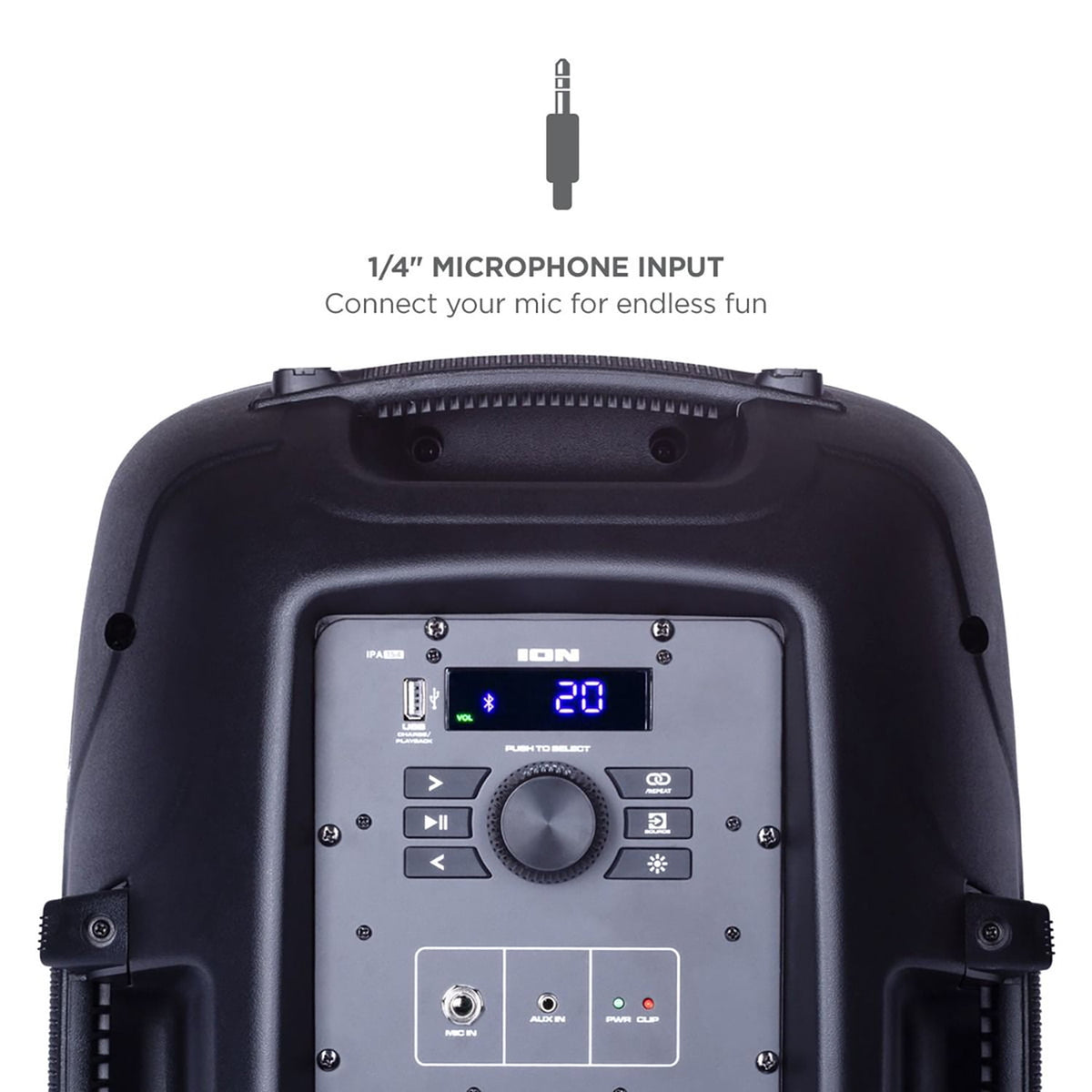 ION Pro Glow Ultra High-Power Portable Bluetooth PA Speaker with Lights, Sonic Wide Audio, and Microphone, Black