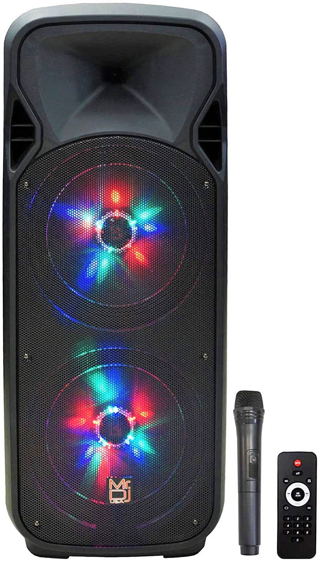 MR DJ AFTERPARTY Dual 15" Bluetooth SpeakerDual 15" Battery Powered Bluetooth Speaker, UHF Wireless Microphone Party Speaker