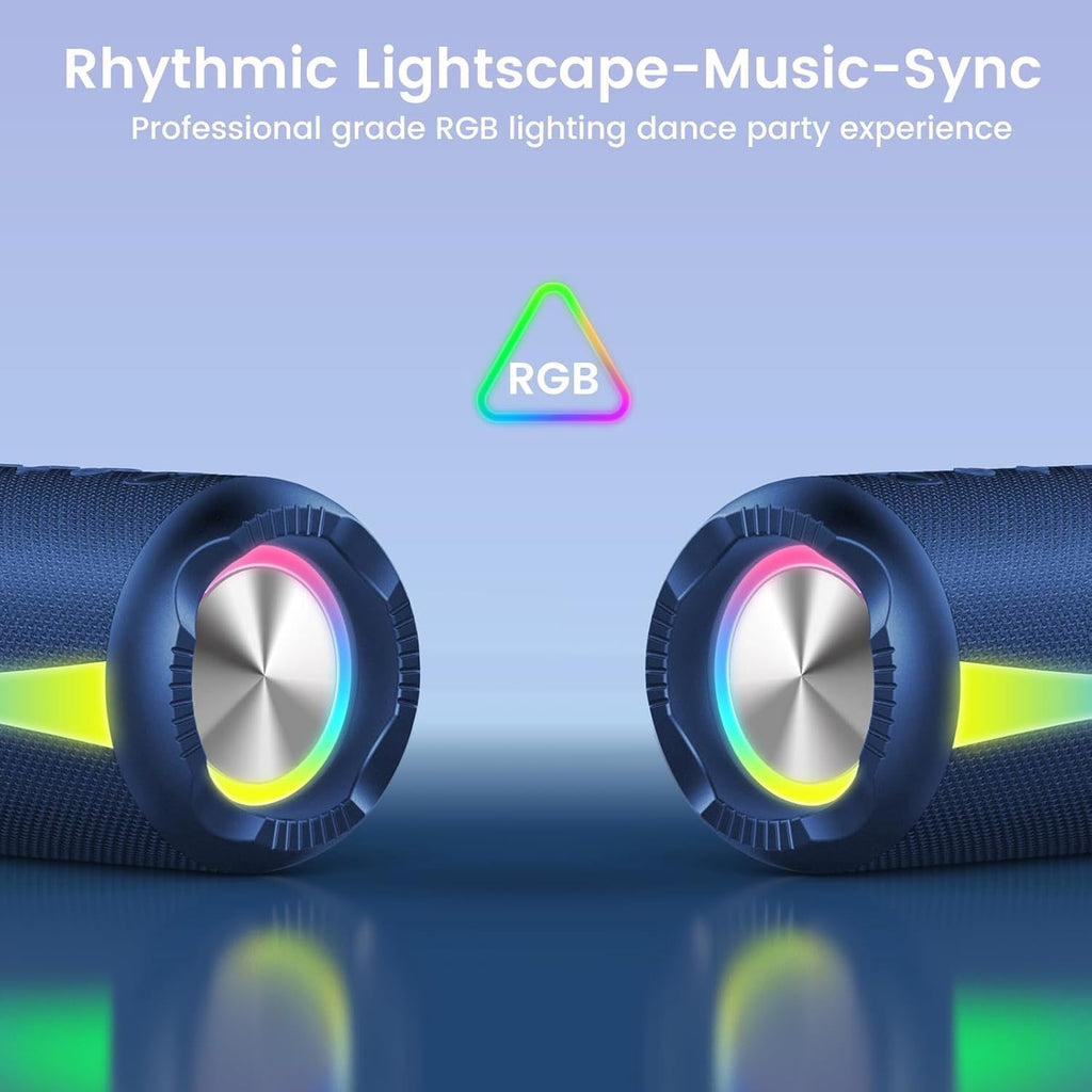 Portable Bluetooth Speaker, Bluetooth 5.4 Wireless Speaker, IPX7 Waterproof, 30W Loud Deep Bass with 20H Palytime, 7 Color RGB Lights, TWS Pairing for Home/Party/Outdoor, Gift