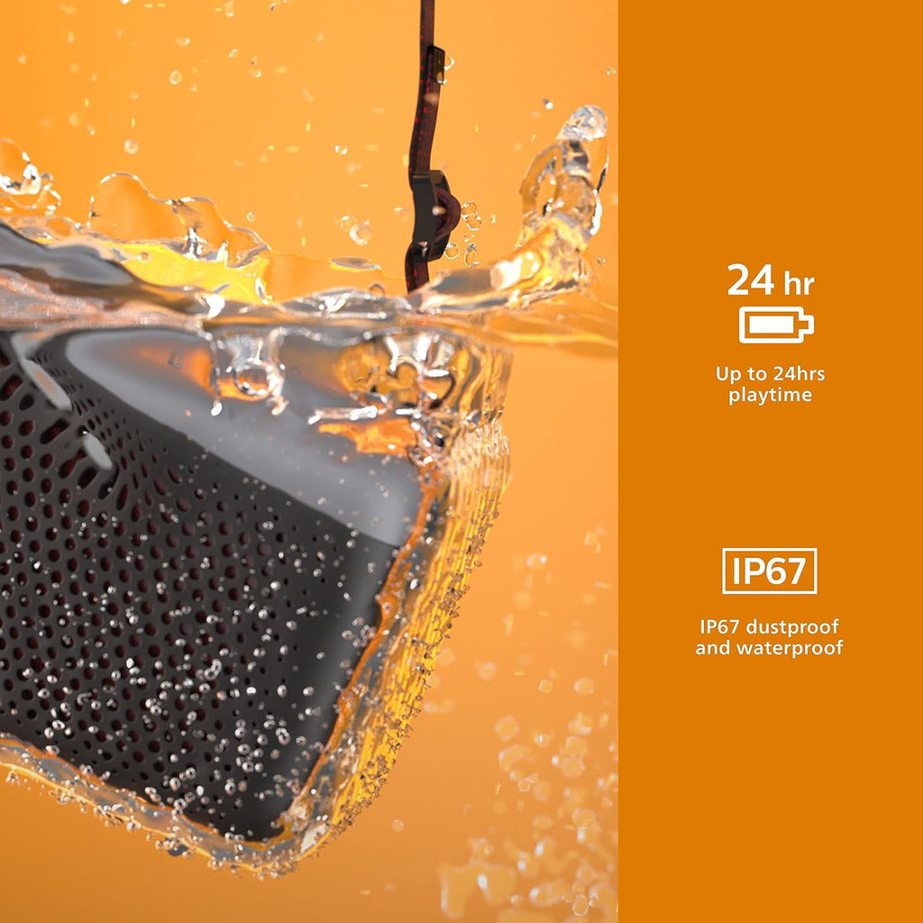 PHILIPS S7807 Wireless Bluetooth Speaker, 7000 Series - 40W Output, IP67 Waterproof, 24-Hour Playtime, Portable with Built-in Microphone, Voice Assistant, USB-C, and Power Bank, Black