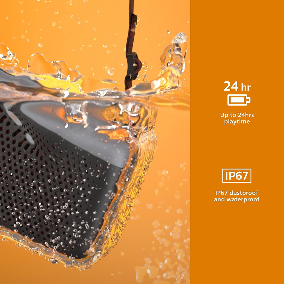 PHILIPS S7807 Wireless Bluetooth Speaker, 7000 Series - 40W Output, IP67 Waterproof, 24-Hour Playtime, Portable with Built-in Microphone, Voice Assistant, USB-C, and Power Bank, Black
