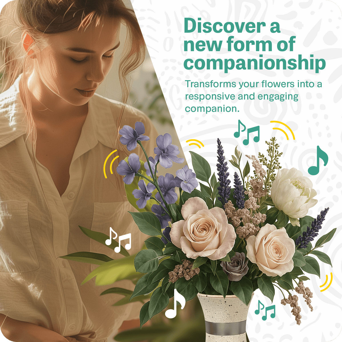 Interactive Flower Vase with Bluetooth Speaker, Voice & Touch Control