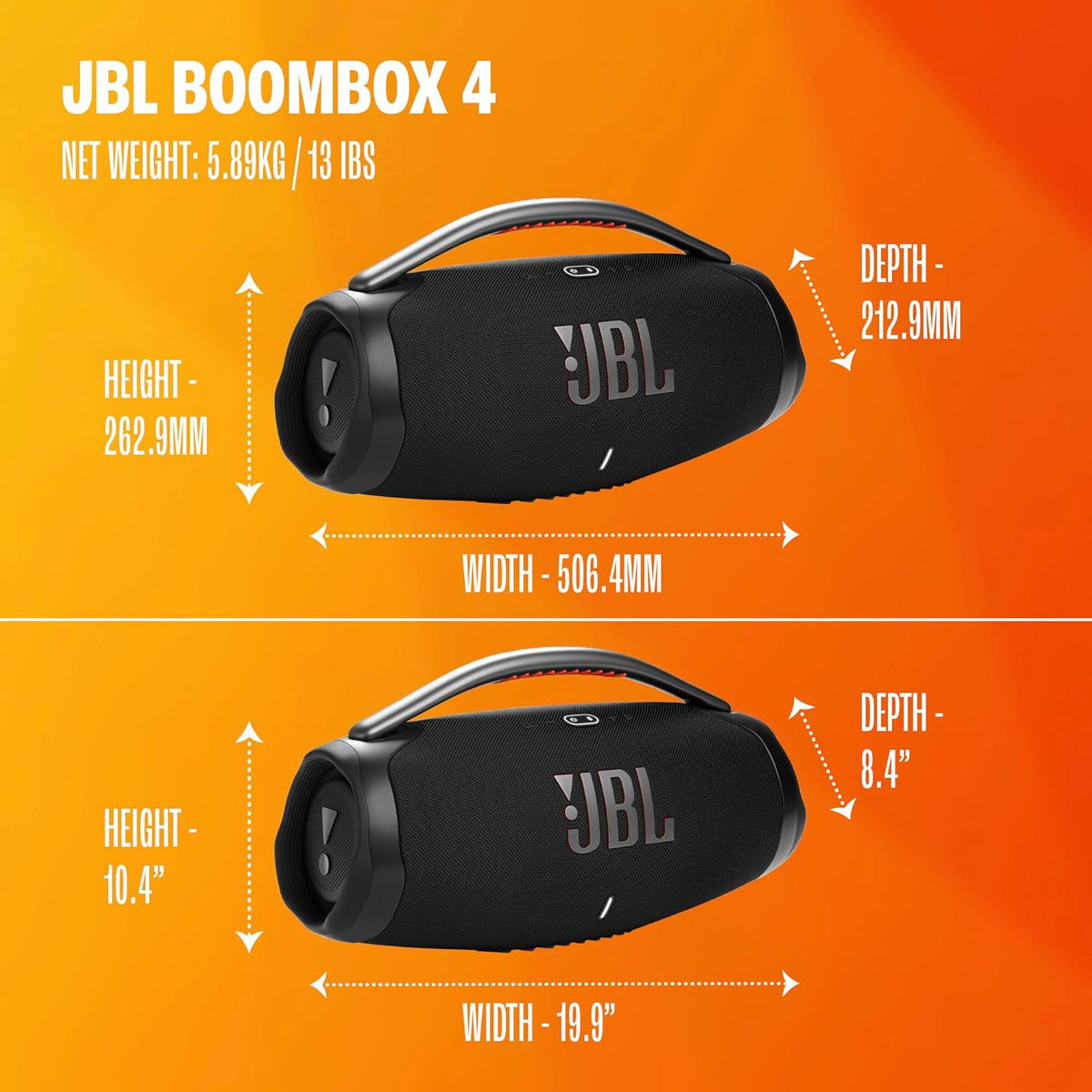 JBL Boombox 4 Portable Waterproof Bluetooth Speaker with Electronics Expo Gear Weather-Resistant Hard-Shell Travel Case – Powerful Bass, 34-Hour Playtime, IP68 Waterproof, Auracast, BLACK
