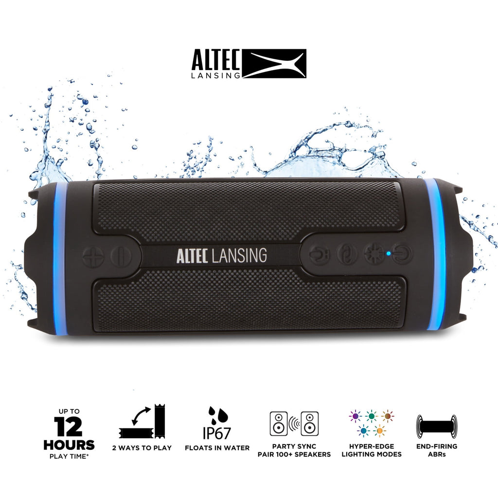 Altec Lansing HydraMOTION 2.0 Wireless Bluetooth Speaker, 16H Battery, RGB Lights, USB-C Quick Charge, IP67 Rated Waterproof Bluetooth Speaker, Mountable, Voice Assistant