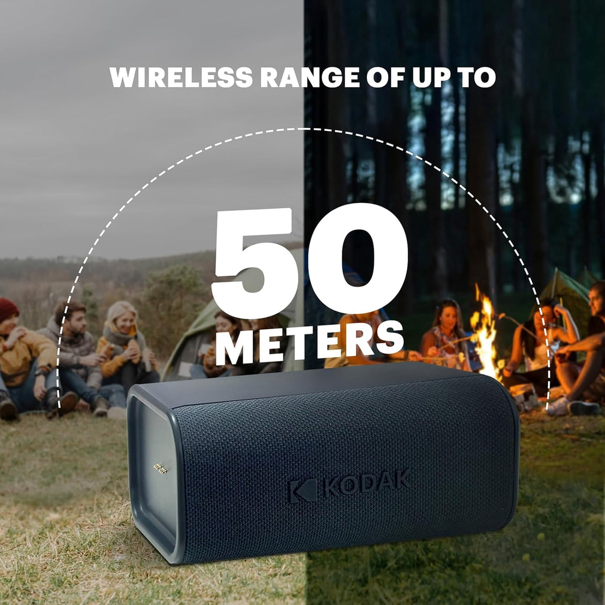Kodak SoundBrix Plus 2-Piece Portable Rechargeable Bluetooth Speaker System, TWS, Magnetic Docking, IPX4, up to 5 Hours Play Time , Grooving Gray