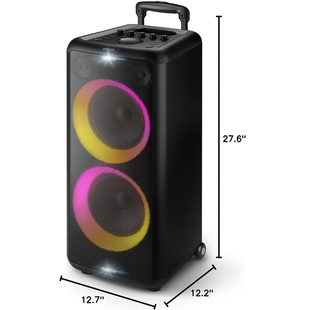 Restored Philips X5206 Portable Bluetooth Speaker with LED Lightning, Large Size, Black, TAX5206