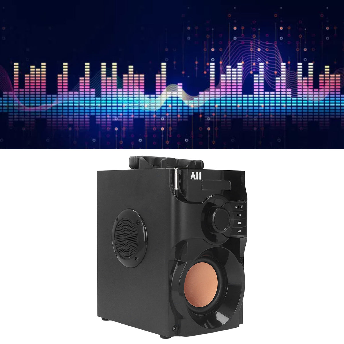 Portable Bluetooth 5.0 Speaker, Stereo Subwoofer Wireless Smart Speaker with Remote Control for Indoor and Outdoor Use, 10 inches / 25.4 cm