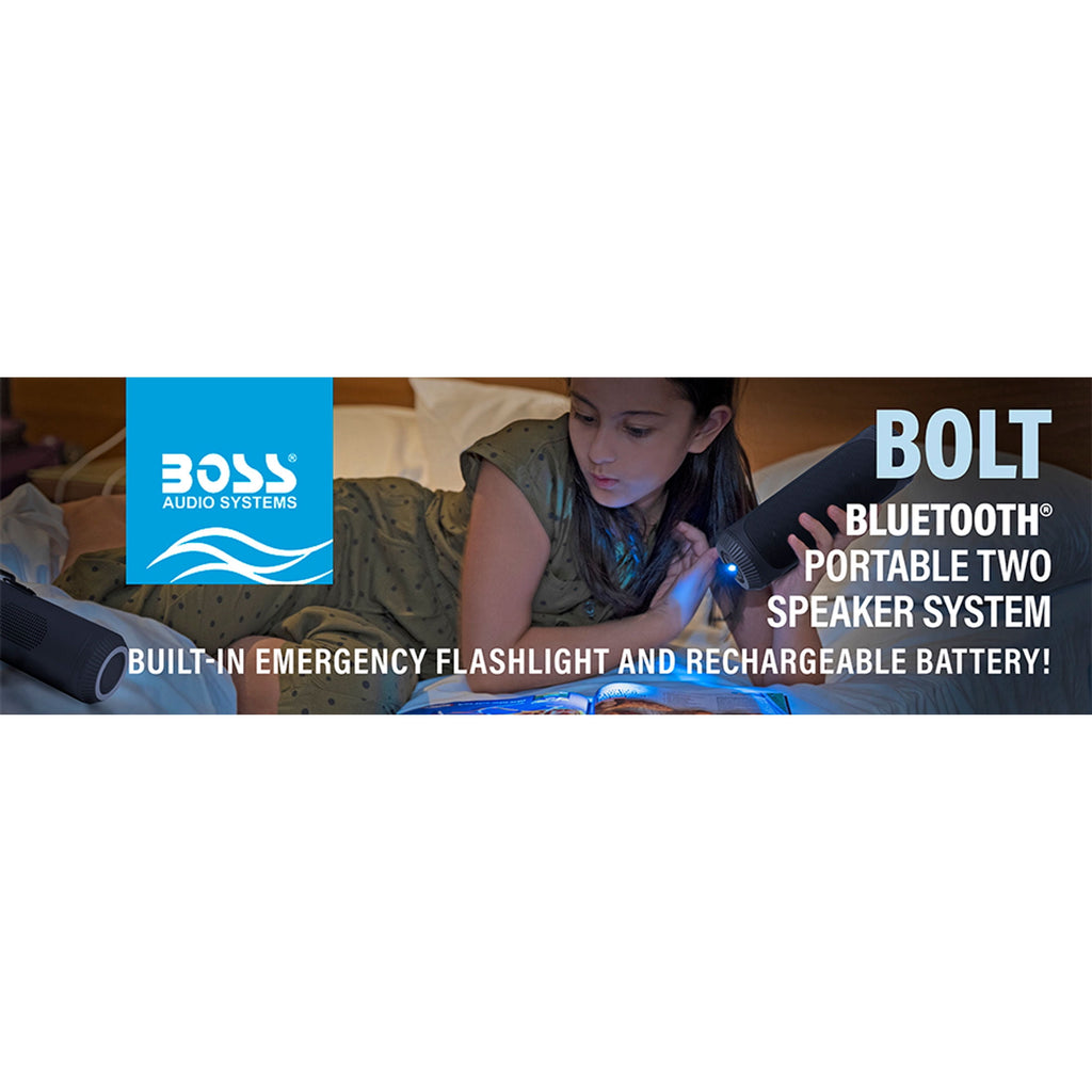BOSS Audio Systems BOLTBLK Bluetooth Speakers, 1.5” Speakers Built-in Flashlight