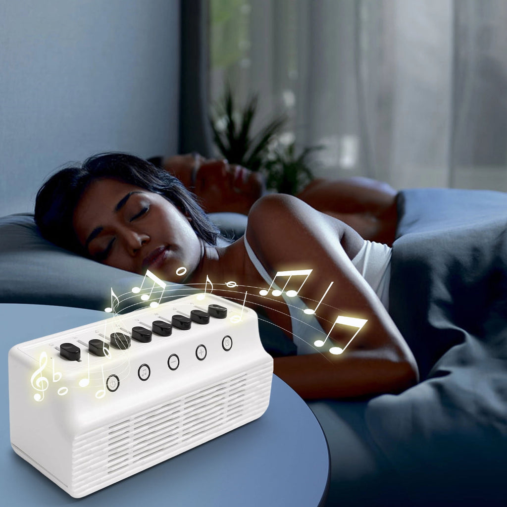 White Noise Machine for Baby & Adult Sleep - 8 Nature Sounds Mixer with Bluetooth 5.0 Speaker, 1800mAh Portable Sound Box with Timer (White)