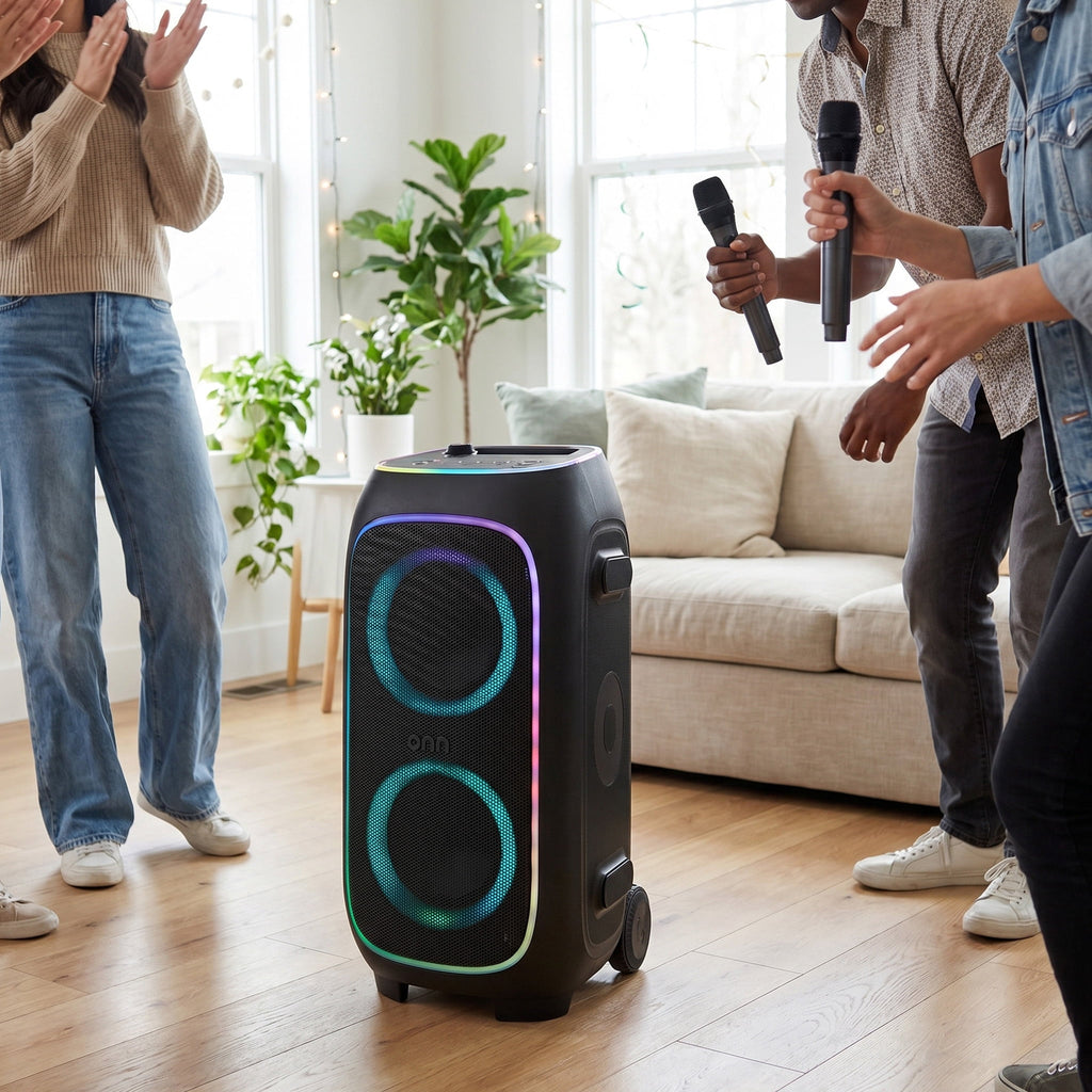 onn XL Wireless Party Speaker with Multicolor LED Lighting