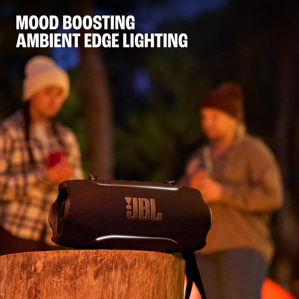 JBL Xtreme 5 - Portable waterproof speaker with massive legendary JBL sound, ambient edge lighting, and a convenient shoulder strap - Black