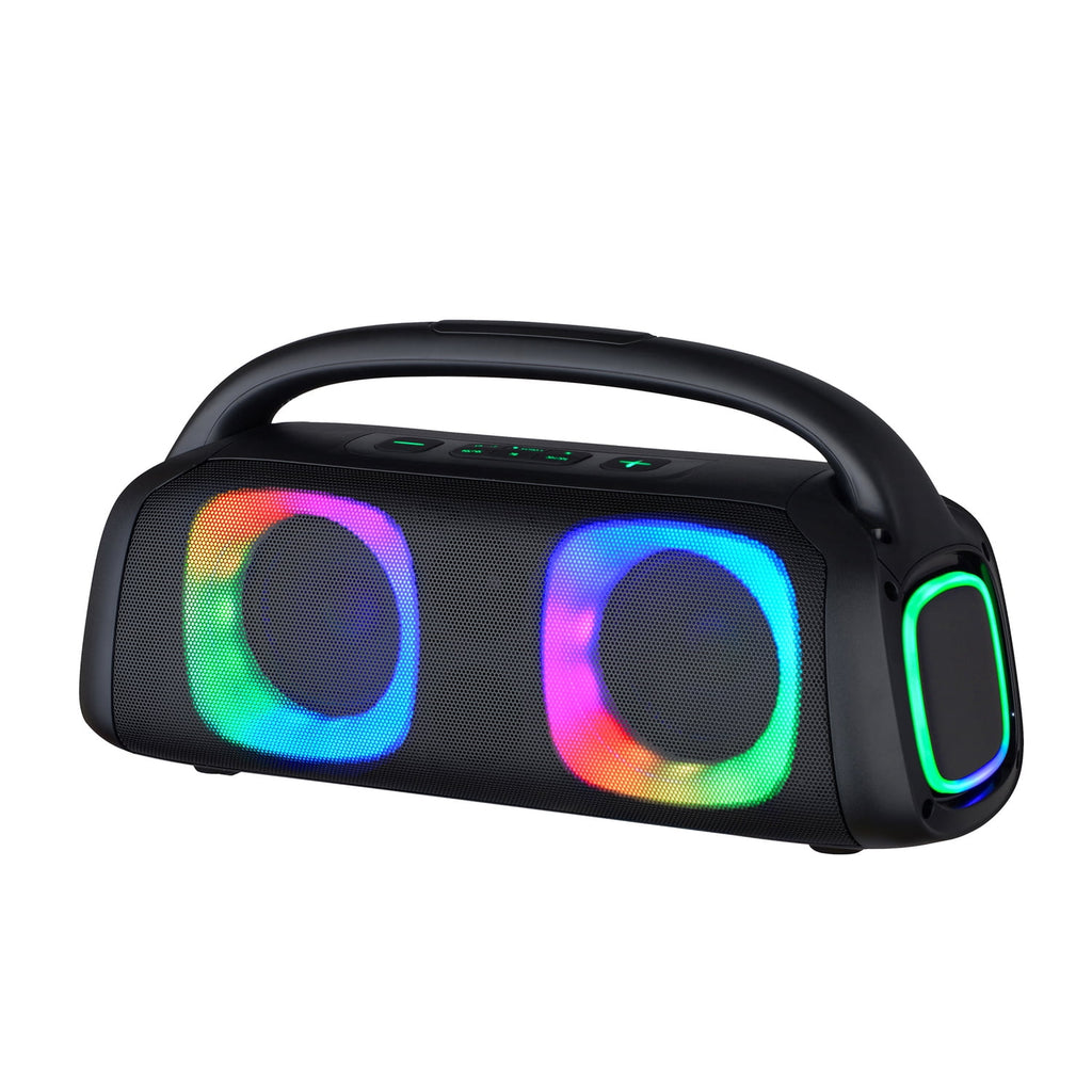 IQ Sound Bluetooth Boom Box Speaker with FM Radio, RGB Light Show, and Remote, True Wireless, Black, IQ-3540BT, IQ-3540BT