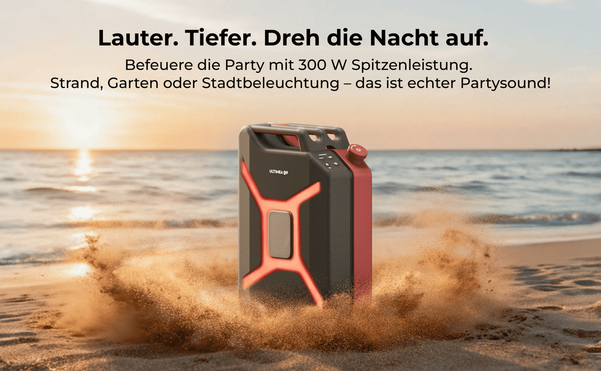 ULTIMEA Go Portable Party Speaker, 300W Wireless PartyBox with Bass Boost, RGB Light, TWS Stereo, Auracast Mode, Mic/Guitar Input, APP Control, Large Bluetooth Speaker for Party Outdoor (Black+Red)