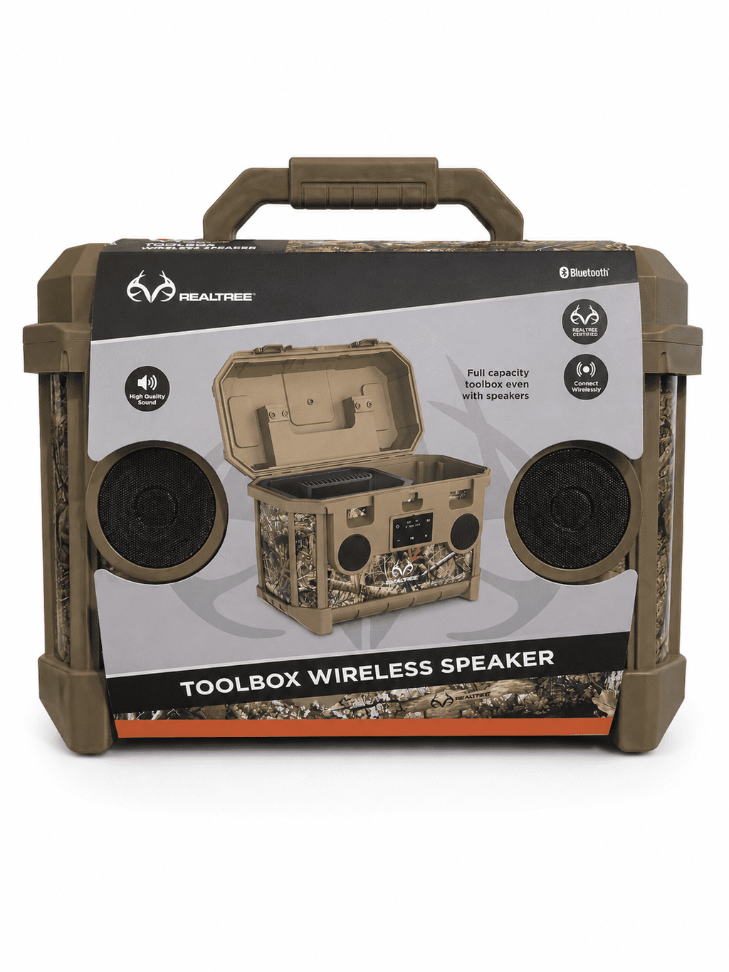Realtree Toolbox Wireless Bluetooth Portable Speaker, Olive Brown
