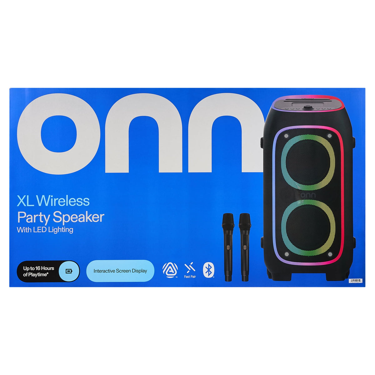onn XL Wireless Party Speaker with Multicolor LED Lighting