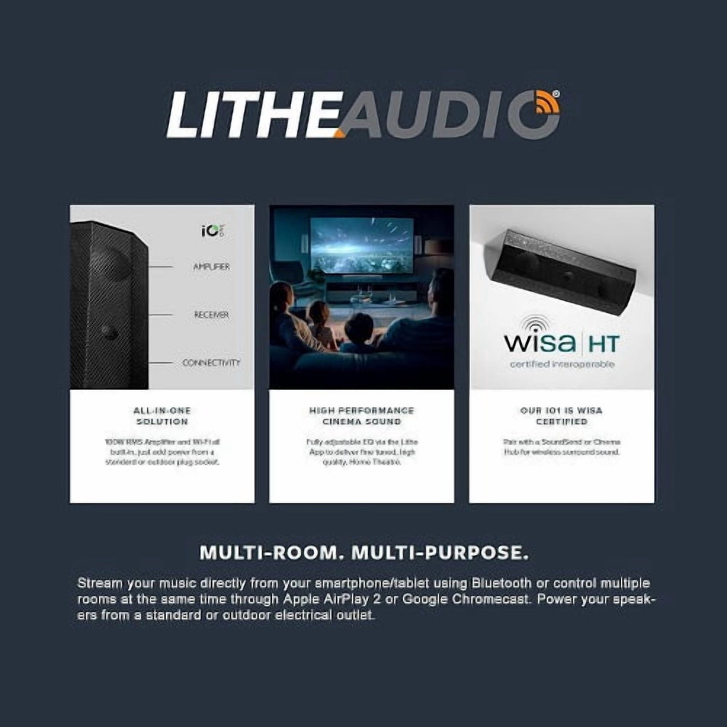 Lithe Audio 06800W IO1 Wi-Fi WiSA Speaker, Single, Black