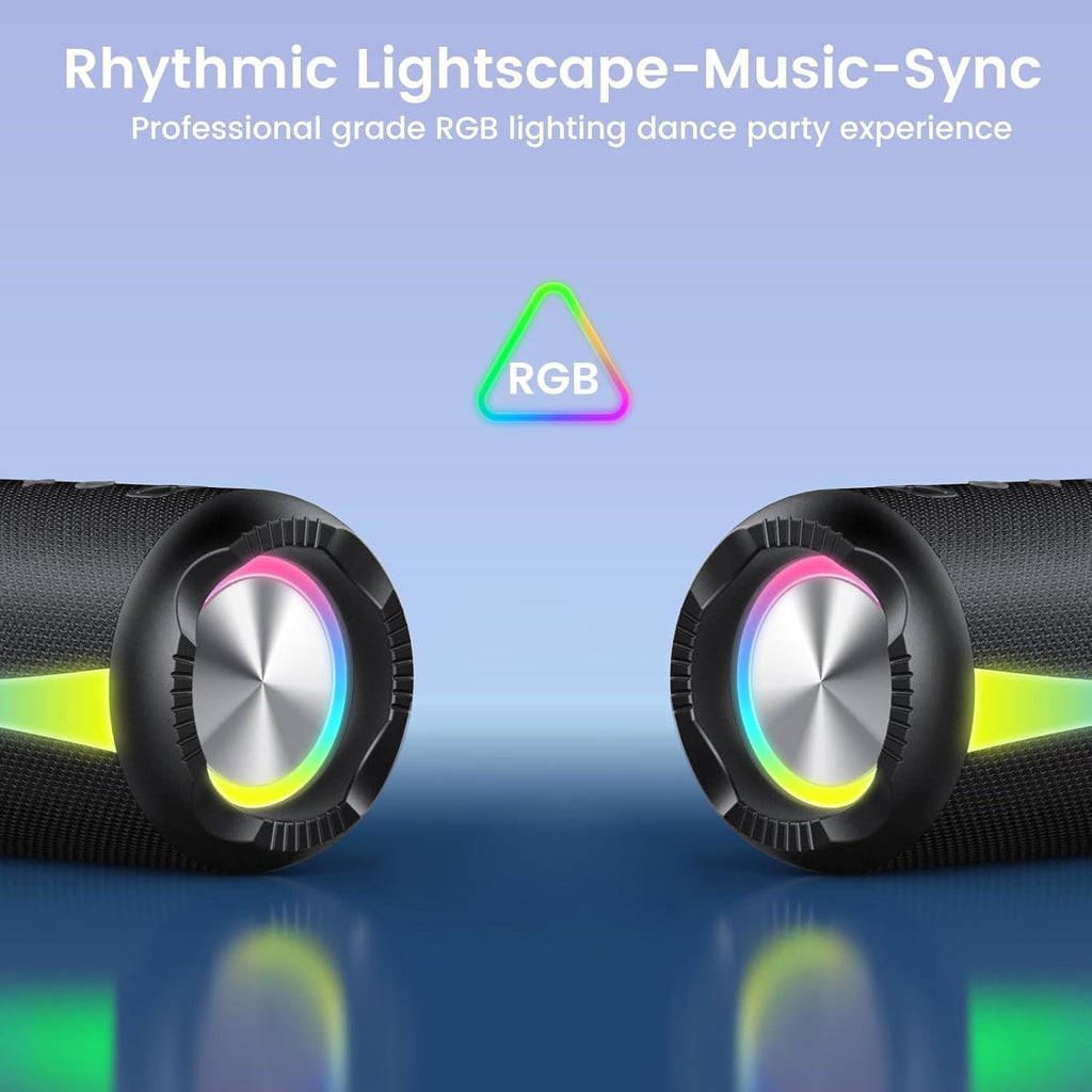 Portable Bluetooth Speaker, Bluetooth 5.4 Wireless Speaker, IPX7 Waterproof, 30W Loud Deep Bass with 20H Palytime, 7 Color RGB Lights, TWS Pairing for Home/Party/Outdoor, Gift