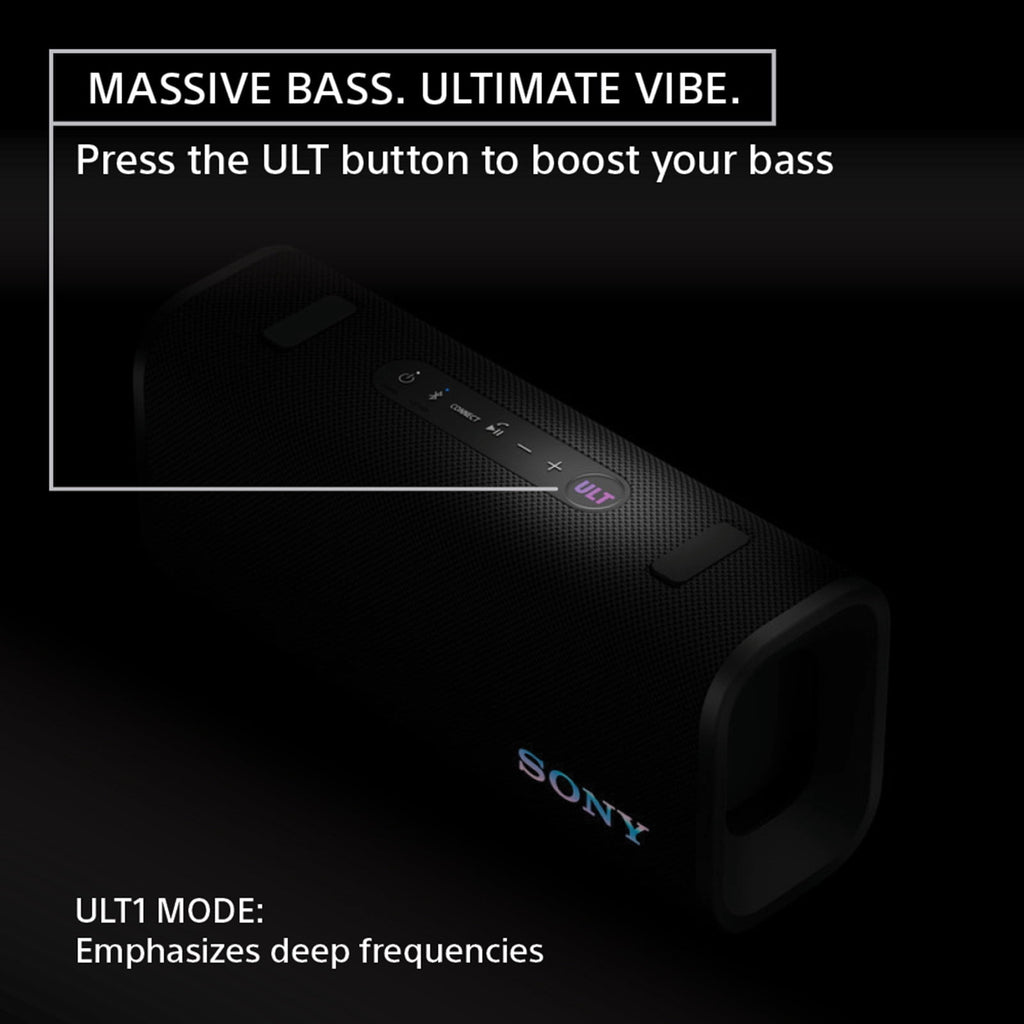 Sony ULT FIELD 3 Wireless Portable Bluetooth Speaker, IP67 Waterproof, Dustproof, Rustproof, and Shockproof Black