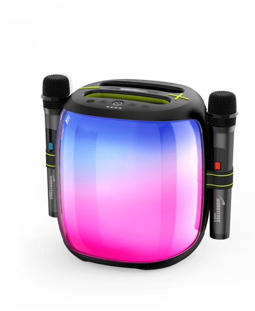 100W Portable Bluetooth Party Speaker with Two Microphones, Tripod stand LED Lights