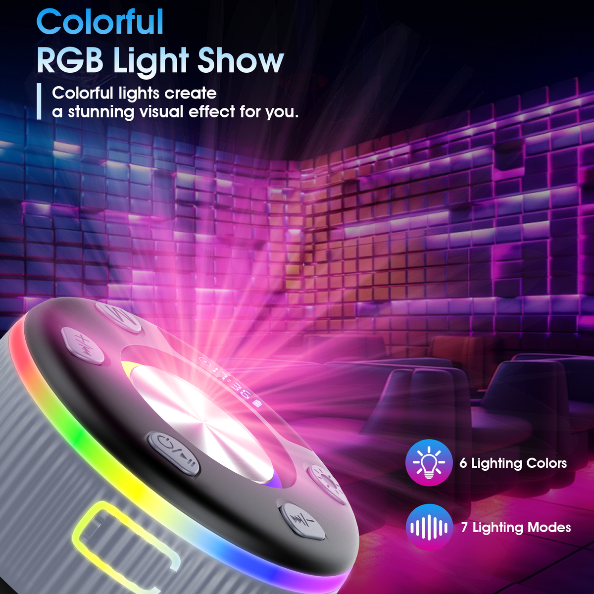 Bluetooth Shower Speaker, IPX7 Waterproof Wireless Speaker with Suction Cup, Time & Battery Display, Hands-Free Calls, 8–15H Playtime, 360° Sound Portable Mini Speaker for Bathroom and Travel