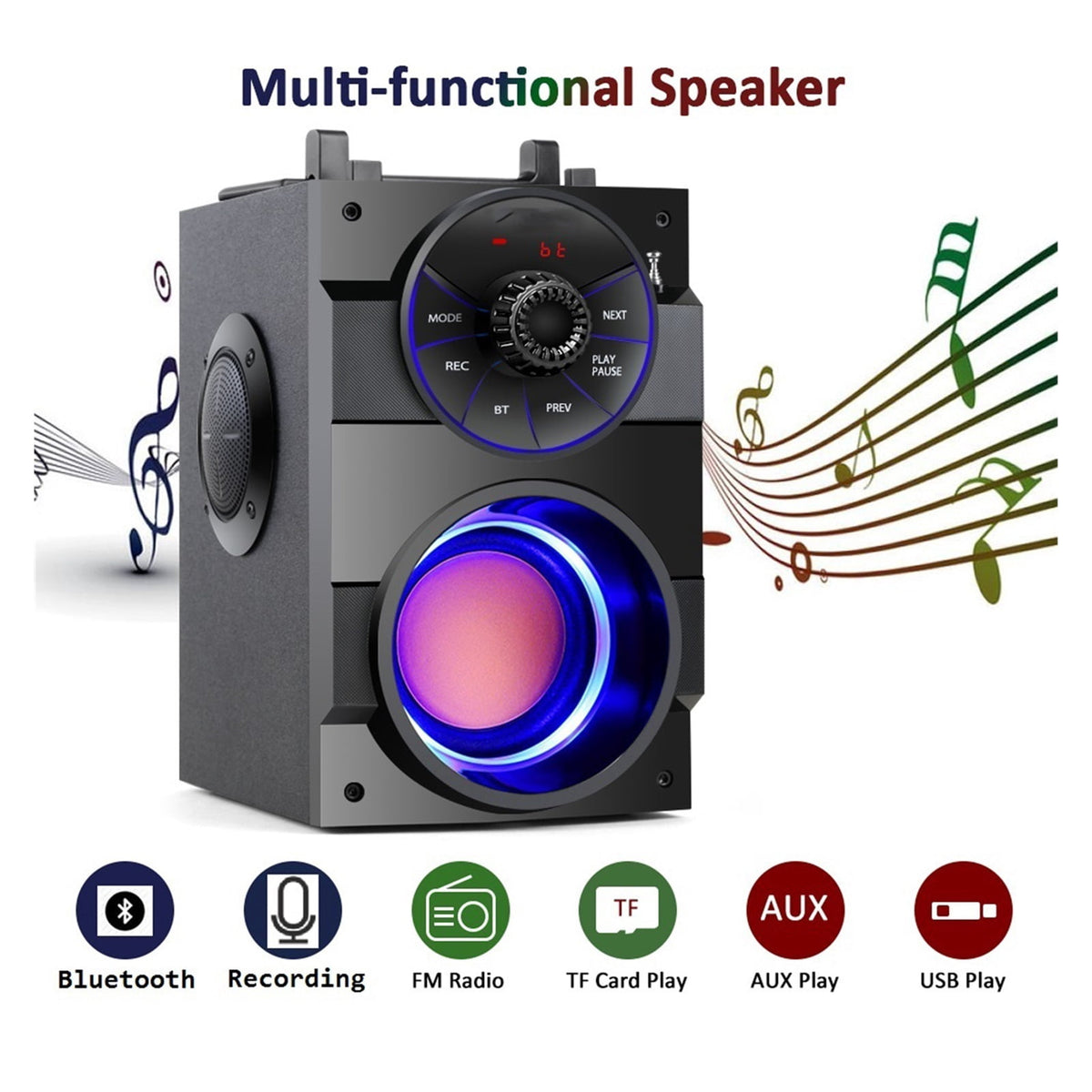 Bluetooth Speaker Portable Big Power Wireless Stereo Subwoofer Heavy Bass Speakers Sound Box Support ,Bike Audio