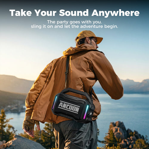 ANCOON Speakers Bluetooth Wireless: 80W(Peak) Loud Speaker with Bass, 20H Playtime, IPX6 Waterproof, Large Jobsite Speakers for Work, Outdoor, Workshop, Garage, Portable Speaker with TWS (Black)