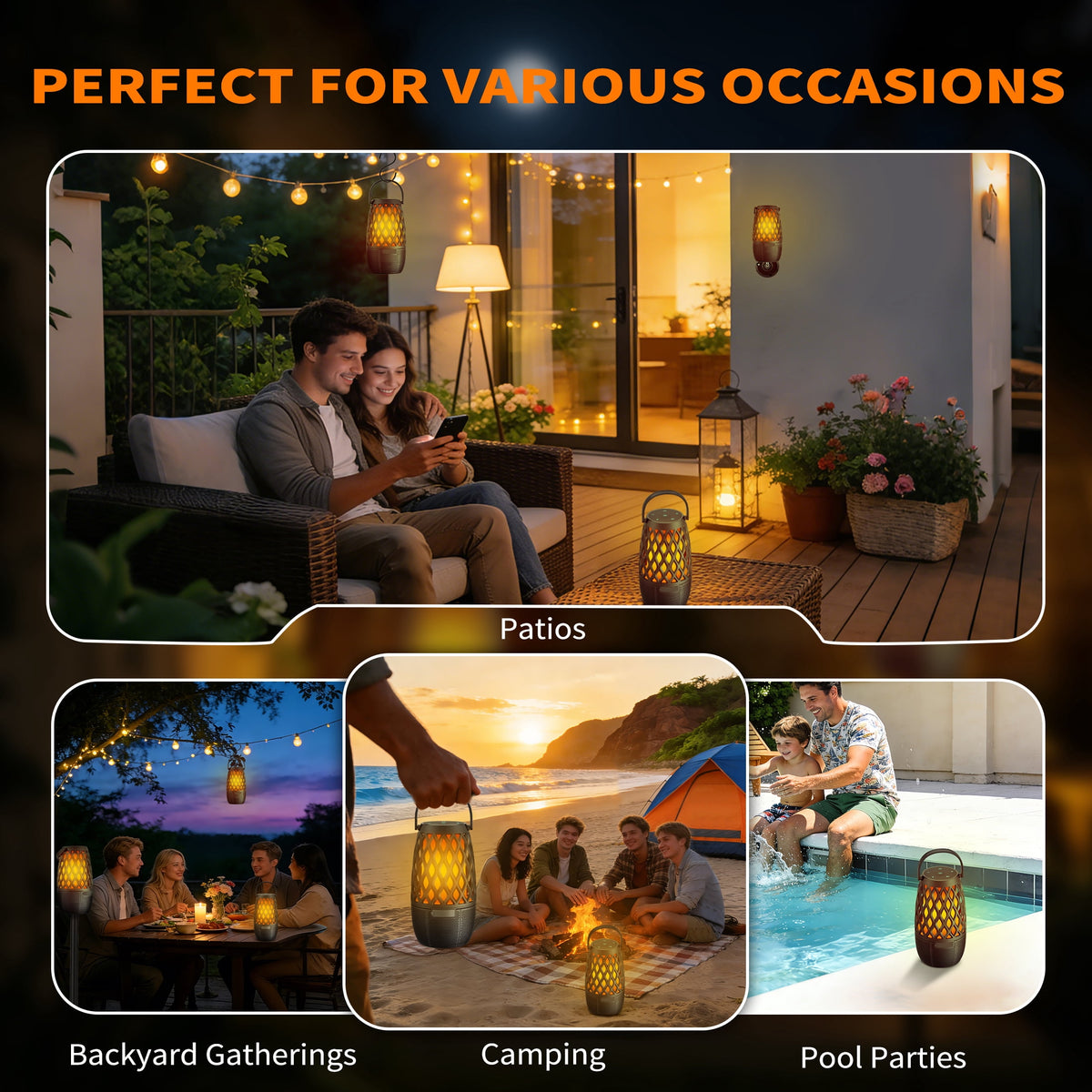 Bluetooth Speaker, Outdoor Speakers with Lights, Multi-Sync up to 100 Speakers, Halloween Decorations Outdoor, Waterproof Lantern Speaker for Garden/Party/Yard, Gifts for Men Women ( 2 Pack )