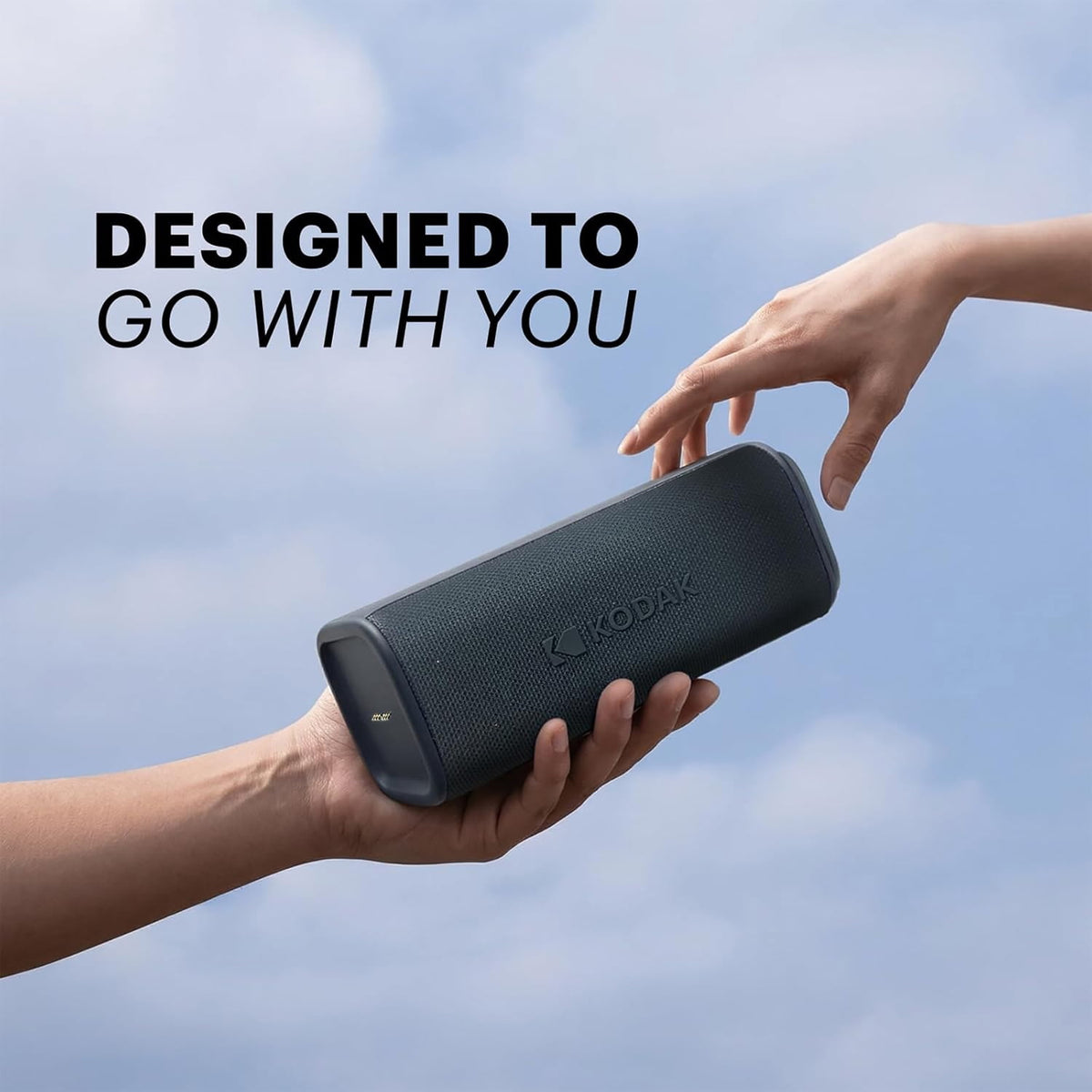 Kodak SoundBrix Plus 2-Piece Portable Rechargeable Bluetooth Speaker System, TWS, Magnetic Docking, IPX4, up to 5 Hours Play Time , Grooving Gray