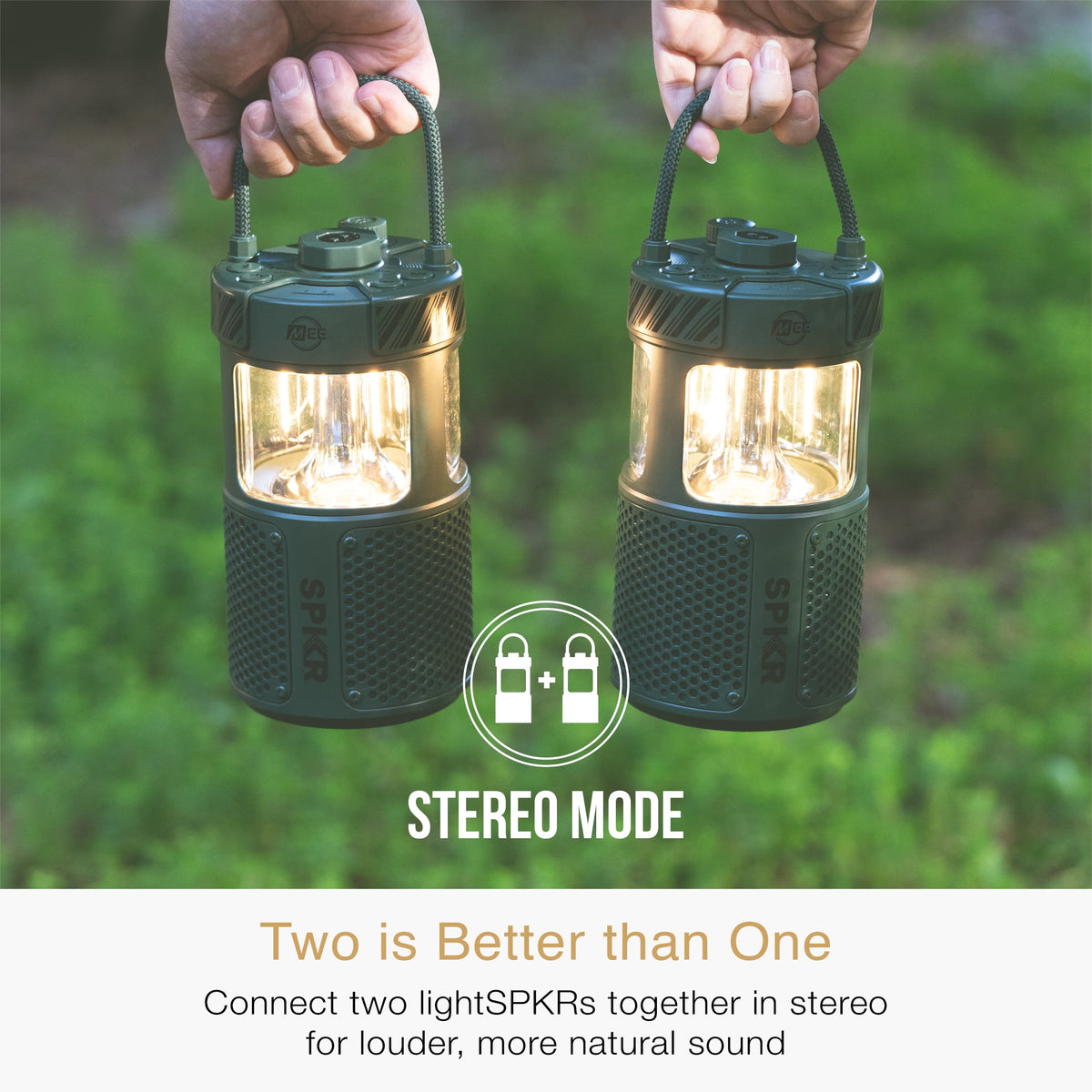 MEE audio lightSPKR Bluetooth Wireless Speaker with Camping Lantern, Rated IPX6 (Midnight Black)