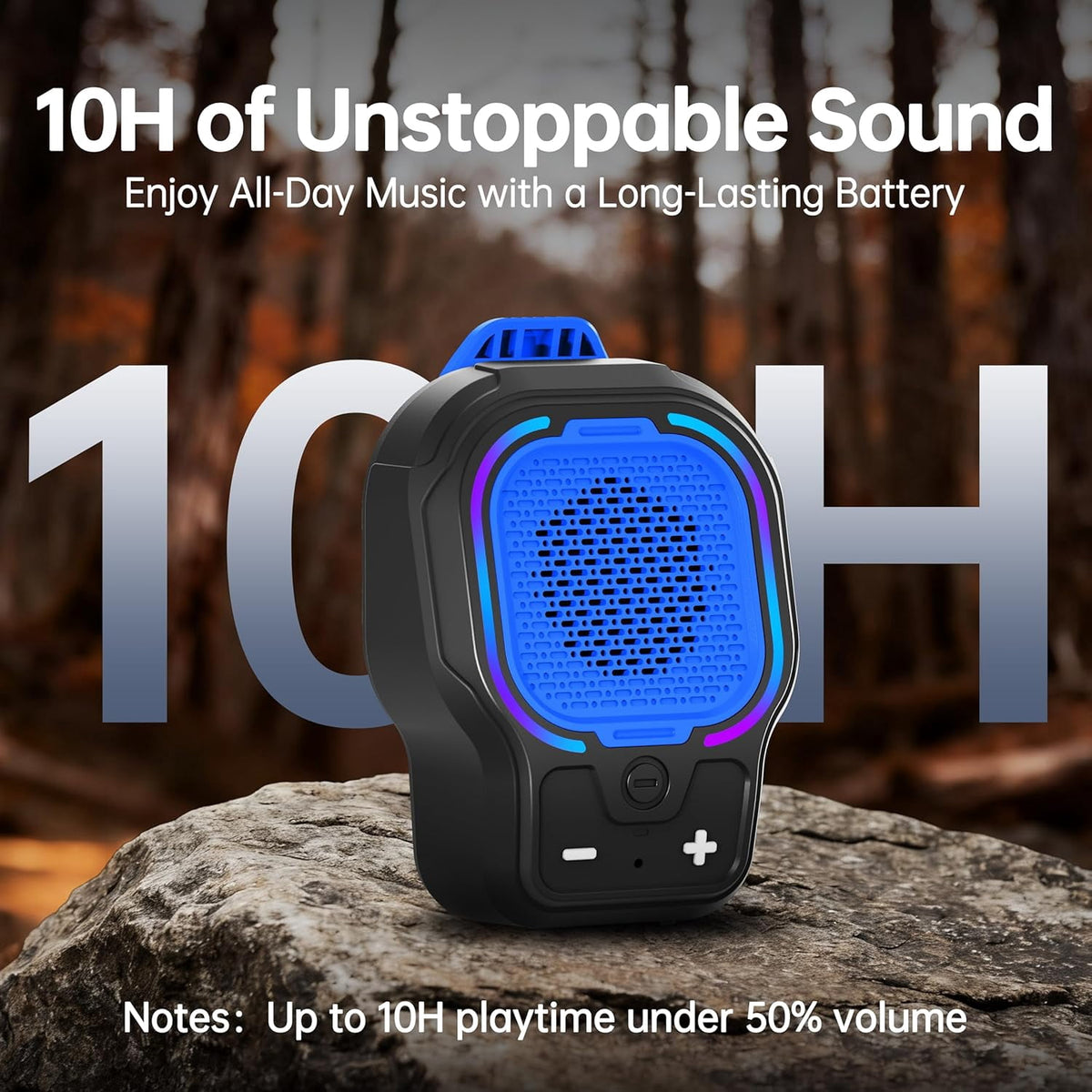 Wearable Bluetooth Speaker, Small Clip-on Wireless Portable Speaker, 10H Battery, IPX6 Waterproof Mini Speaker, 3 Light Modes with Mic, for Hands-Free Music Call Outdoor Work, Gift for Dad, Black
