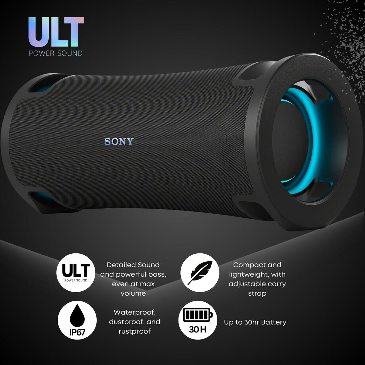 Sony ULT FIELD 7 SRSULT70 Wireless Portable X-Balanced Speaker with Bluetooth Fast Pair, Multipoint Connection, and Expressive Lighting (Stereo Pair, Black) Bundle (2 Items)