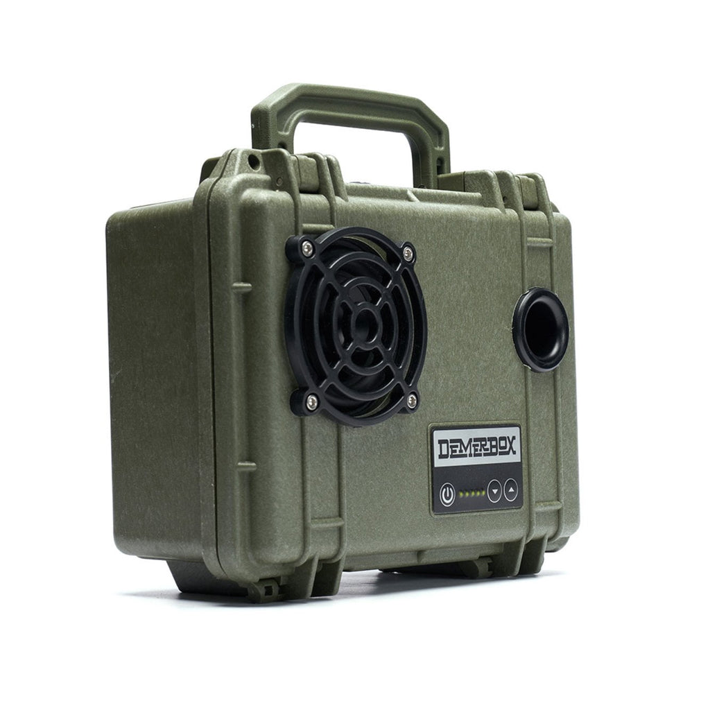 DemerBox Waterproof, Portable, and Rugged Outdoor Speakers. Loud Sound, 40+ hr Battery Life, Dry Box + USB Charging, Pairing Party Mode. Built to Last + Fully Serviceable, Green