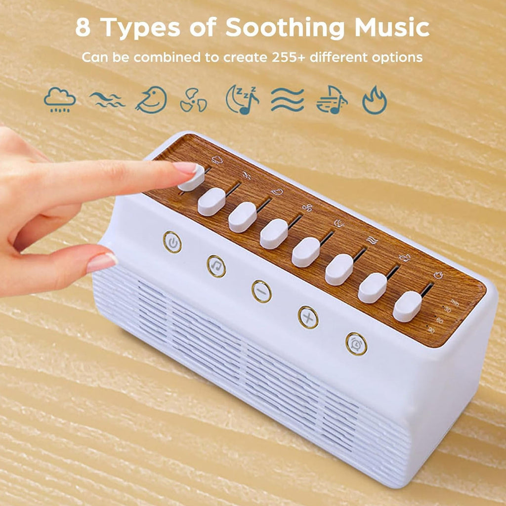 White Noise Machine for Baby & Adult Sleep - 8 Nature Sounds Mixer with Bluetooth 5.0 Speaker, 1800mAh Portable Sound Box with Timer (White)