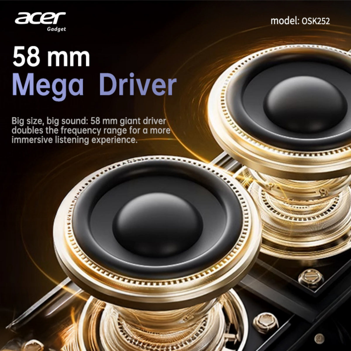 Acer Portable Bluetooth Speakers Waterproof with Stereo Sound Wireless Handheld, for Home Outdoors Travel
