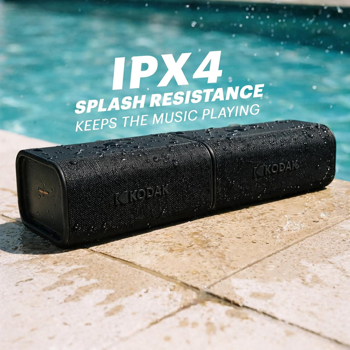 Kodak SoundBrix Plus 2-Piece Portable Rechargeable Bluetooth Speaker System, TWS, Magnetic Docking, IPX4, up to 5 Hours Play Time , Grooving Gray