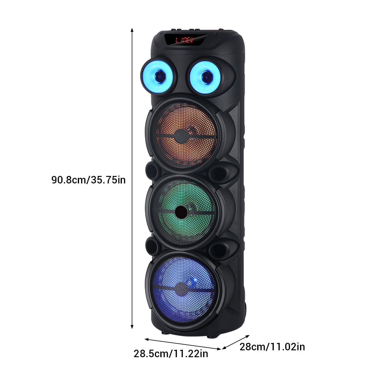 CURUK Portable Wireless Bluetooth Speaker Triple 8" Woofer PA System FM AUX TWS, MIC, RC, LED Light