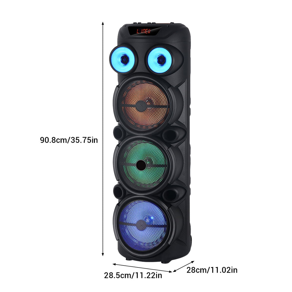 Lohoms Triple 8" Bluetooth Party Speaker, Portable Karaoke Machine & Outdoor PA Sound System with Powerful Stereo Sound, LED Lights, Wireless Mic, TWS Pairing, FM, USB, TF & AUX